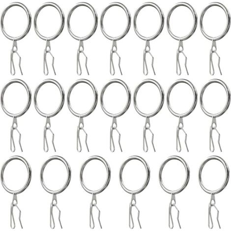 CSPARKV 20 Pièces Curtain Rings,Anneaux de Rideaux Métal und Crochet Rideau Metal,pour Rideaux,Rideaux de Porte,Rideaux de Douche(Nickel Brillant) (1/5)