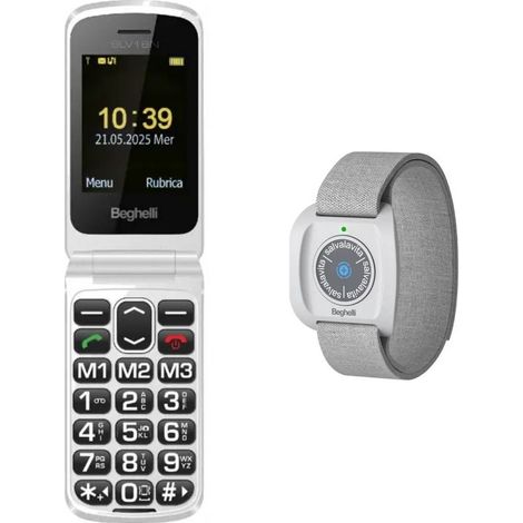 Beghelli Kit Salvalavita SLV30N GPS Plus ECO + Braccialetto SLV Band Plus, SOS GPS, Tasto Emergenza, Display 2.8", Grigio