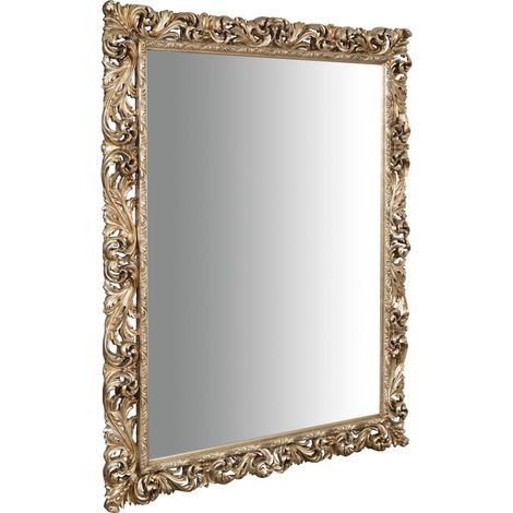MIROIR MURAL EN BOIS AVEC FINITION FEUILLE D'ARGENT ANTIQUE MADE IN ITALY