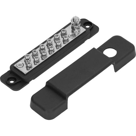 Bornier de distribution électrique à 12 bornes avec couvercle pour caravane ou yacht, 48 V CC, 150 A, noir