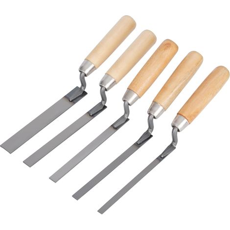 Ensemble de 5 outils de jointoiement, outils de jointoiement en acier inoxydable pour la maçonnerie de briques et de pierres. (1/5)