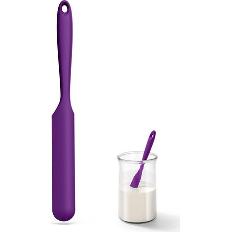 Schmaler Silikonspatel lila, 315°C hitzebeständig, flexibel für Sauerteig