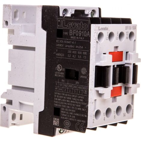 Leistungsschütz 3P 9A 4,2kW bei 400VAC AC3, Spule 230VAC 50/60Hz, 1NO 0R BF0910A230