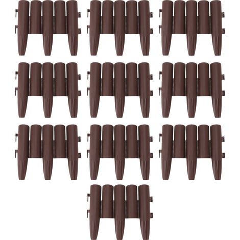 Clôture courte décalée PP, 10 pièces, bordure marron facile à installer pour parterre de fleurs de balcon (1/5)