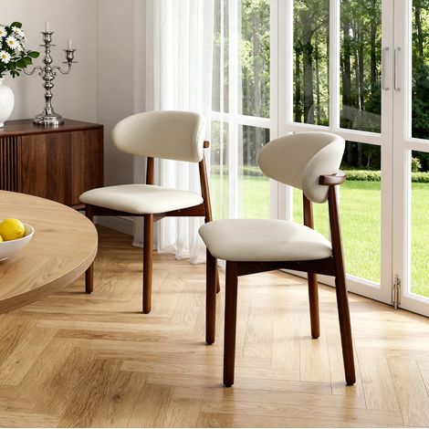 Sedie da pranzo moderne in rovere, finitura noce, set da 2, schienale ergonomico (1/5)