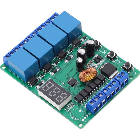 Module de relais 4 voies programmable et réversible avec affichage numérique pour circuit (1/5)