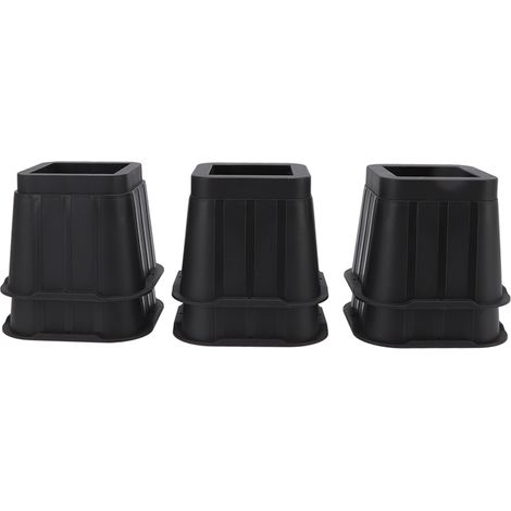 6 pièces Rehausseur Meuble Noir Caoutchouc 4 pouces Carré pour Canapé Lit Bureau Salon (1/5)