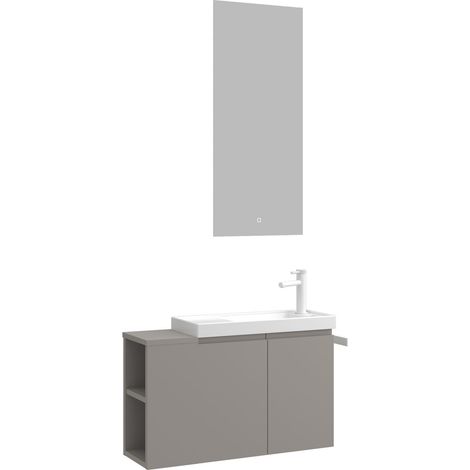 Waschtisch-Set mit Spiegel (2-teilig) "Ferla 80" – 80 x 22 x 45 cm – Matt Mink (1/3)