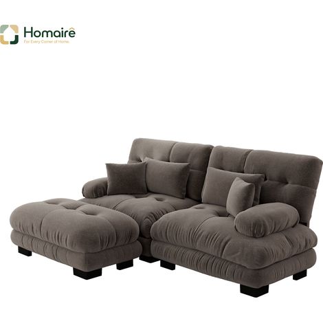 Canapé modulable en chenille marron avec accoudoirs 220 x 145 x 81 cm HOMAIRE (1/5)
