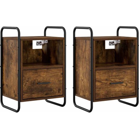 Mobiletto da Letto Appeso 2 pz Rovere Fumo 40 x 30 x 60 cm vidaXL (1/5)