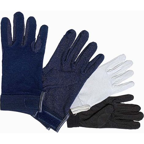 XL, bleu (09): Gants d'équitation en coton Daslö avec balles en caoutchouc antidérapantes sur la paume de la main