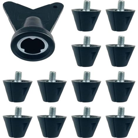 Lot de 12 crampons de rechange stables et antidérapants pour chaussures de football, rugby, 9 mm (1/5)