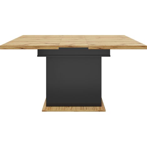 Tavolo da pranzo allungabile 110-140 x 80 cm, MDF e metallo, nero e naturale (1/5)