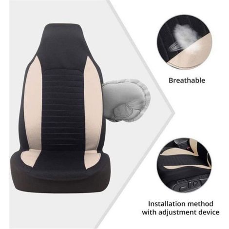Housse De Siege Avant - Polyester - Compatible Airbag - Pour Voiture Camion Suv Fourgonnette Jeep - 2 Pieces (1/4)