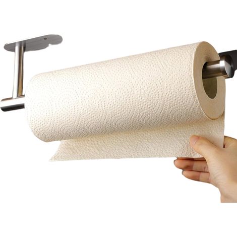 Soporte Para Rollos De Cocina - Acero Inoxidable - Montaje Adhesivo O Perforado - 33,5 Cm Largo - 6 Cm Distancia Pared - Resistente Al Agua - Para Instalacion Bajo Armario (1/5)