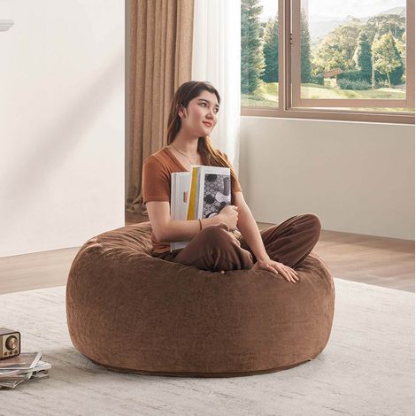 Poltrona pouf 3FT in tessuto marrone, pieghevole e lavabile, per adulti HAVRYA (1/5)