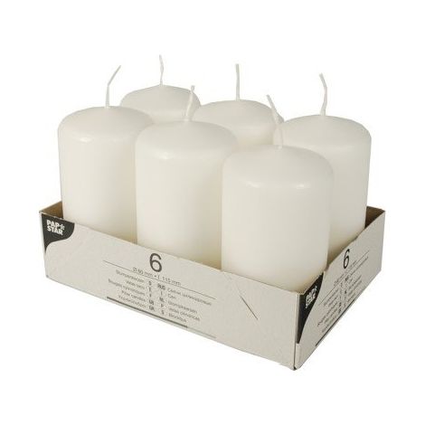PAPPSTAR GROSSE BOUGIE BLANC 60 X 115 MM (LOT DE 6) PAPSTAR 17994