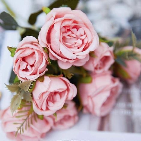 Bouquet Ornement d'Automne Fleurs Artificielles Pivoine en Soie Vertes DIY Mariage Fêterose (1/5)