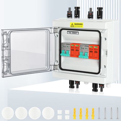 Jiubiaz Caja de combinación solar fotovoltaica - Caja de combinación solar fotovoltaica - IP65 - 2 cables - 1000 V y 32 A (1/5)
