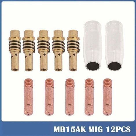Kontaktspitzen – Konische Düse – Federbelasteter Düsenhalter – Für MB15AK MIG-Brenner – 0,8 mm – 12er-Packung (1/5)