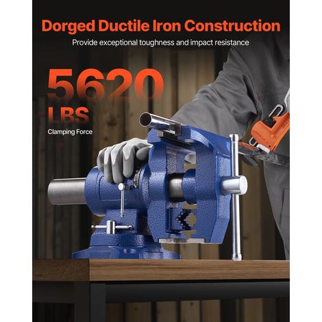 Étau Établi Polyvalent Largeur Mâchoire 165 mm, Étau Atelier Fonte Ductile, Ouverture Max de Mâchoire 125 mm, avec Enclume, Tête Base 360°, Gorge 75 mm, pour Réparation Tuyaux, Travail Métaux (1/5)