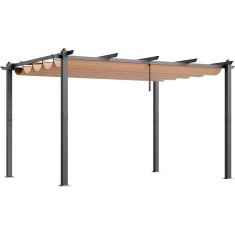 Mophorn 10'x13' Outdoor Retractable Pergola with Canopy, Aluminum, for Patio, Garden (Beige) (1/5)