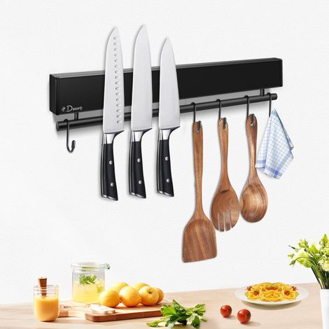 Magnetleiste Messerhalter 30 cm mit Haken schwarz magnetisch selbstklebend (1/5)