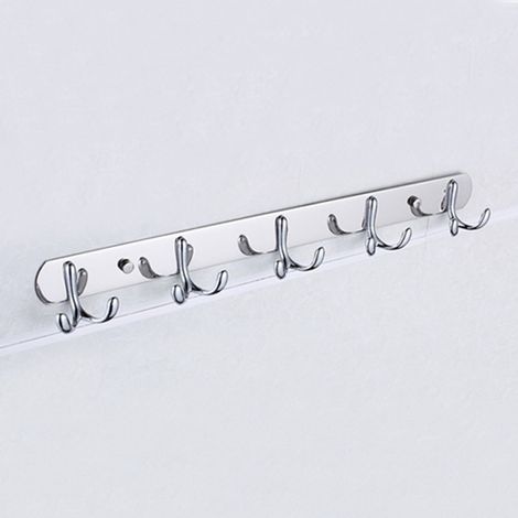 Porte Manteau Mural en Métal, Cintre Mural de Cuisine de Salle de Bain, Patères Porte Manteaux en Aluminium pour Manteaux, Parapluies, Clés, Serviettes (5 crochets, (1/3)