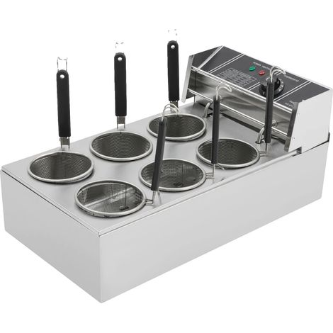 Cuisinière à nouilles, capacité de 20L, puissance de 2000W, 6 paniers de cuisson, plage de température de 60 à 200°C, construction en acier inoxydable (1/5)