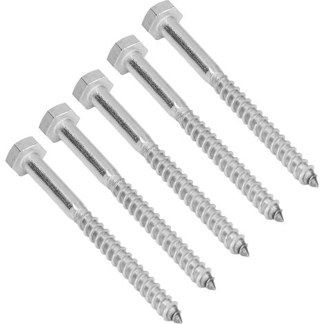 Vis à bois hexagonale autoforeuse en acier inoxydable 304, boulon à mi-filetage M6 x 70 mm, tirefond pour bois (1/5)