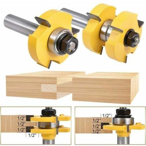 Ensoleille 3-schneidiges T-förmiges Nut- und Federfräser-Set für Hartholz und MDF, 12,7 mm Schaftdurchmesser, präziser und glatter Schnitt (1/5)