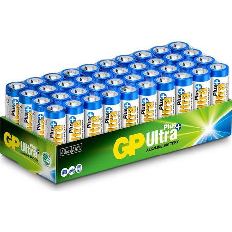 Batterie alcaline GP Ultra Plus AA, 15AUP/LR6, confezione da 40, 151381