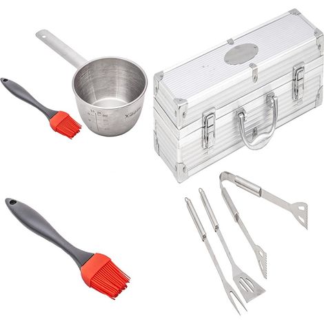 Attrezzi per arrostire da barbecue pinza forchettone spatola Pentolino Pennello (1/5)