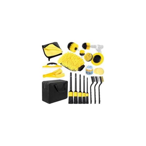 Pour Coavas – Kit de nettoyage auto 20 pièces – comprend une brosse, une éponge et un gel nettoyant – convient au nettoyage intérieur et extérieur de la voiture – compatible avec tous les modèles de v (1/2)