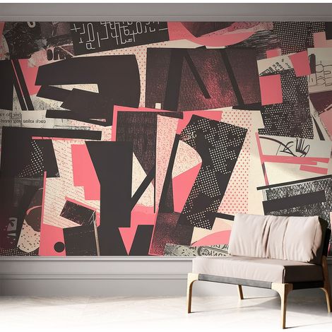Papier peint autocollant avec imprimé pour décoration intérieure pour rénovation a motif Collage géométrique 312x219 cm (1/5)