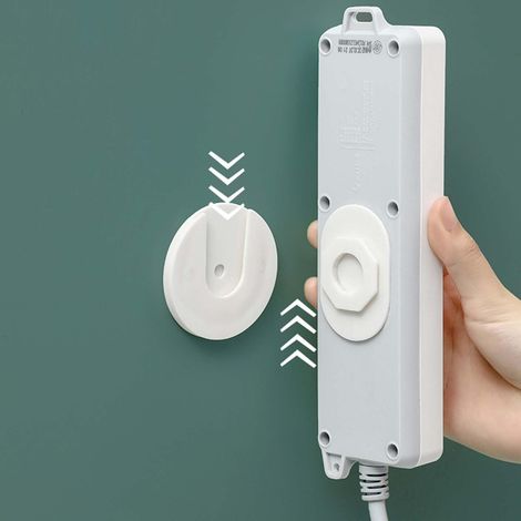 Support Pour Multiprise - Fixation Sans Perçage - Adhésif Double Face Haute Résistance - Charge Maximale 5 kg - Pour Murs Plats Et Surfaces Lisses - 1 Pièce (1/5)