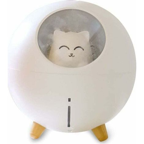220 Ml Humidificateur D'Air Pour La Maison, Brume Froide Avec Lumière 7 Couleurs, Arrêt Automatique, Spray Pour Bureau (Chat Blanc) (1/4)