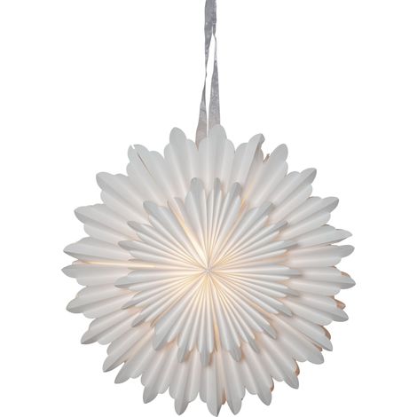 EGLO Weihnachtsstern für innen, Dekostern aus Papier zum Aufhängen, Fensterdeko in Weiß, 3D Adventsstern, Wand Deko Wohnzimmer, Ø 50 cm (1/4)