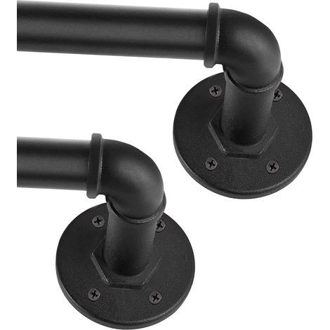 2 Pack - Tringle Rideau - Rail Rideaux - Extensible 88-266cm Montage Mural Et Plafond Pour Rideaux À Oeillets Noir