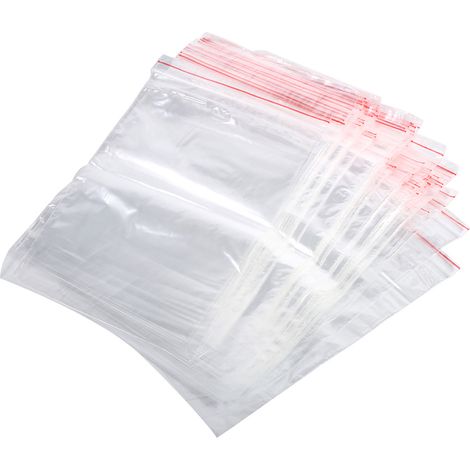 100 Sachets plastique, fermeture zip, transparent, alimentaire, 13x19 cm, conservation bonbons (1/5)
