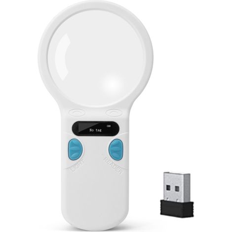 Irovami Lecteur puces animaux RFID EMID – Bluetooth/USB, 128 puces, écran OLED – Idéal pour chiens, chats, suivi animal (1/5)