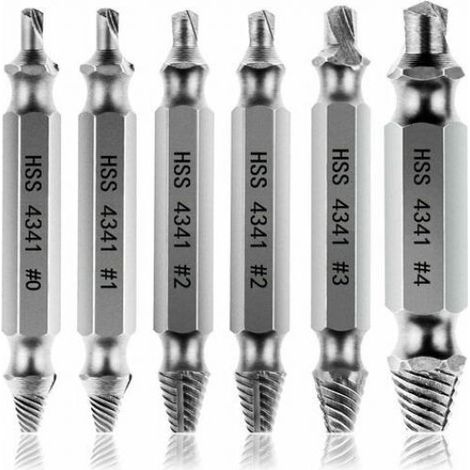 Extracteur De Vis - Acier Hss 4341 - Dureté 63 HRC - Pour Vis Ou Boulons Cassés Ou Rouillés - 6 Pièces (1/5)