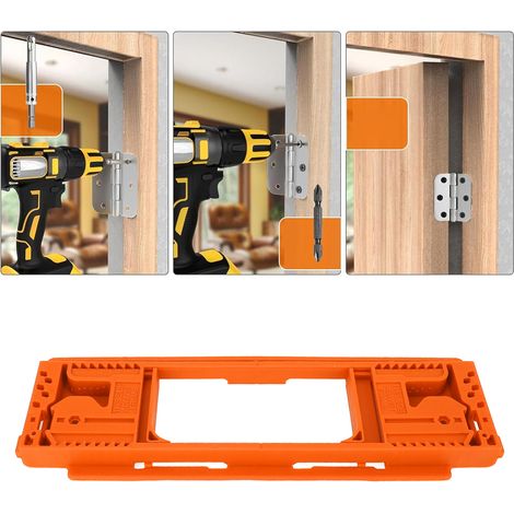 Kit de montage de charnières de porte - Gabarit de charnière orange pour tenon et charnières de porte pour portes et cadres de porte/Pinces de charnière pour cadre de porte (1/5)