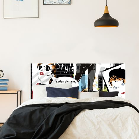 Sticker tête de lit, bande dessinée graphique, personnaliser sa chambre, 60 cm X 160 cm (1/5)