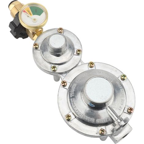 Zweistufiger Gasregler mit Manometer, 3/8-Zoll-NPT-Innengewinde-POL-Anschluss für Wohnmobile und Wohnwagen (1/2)