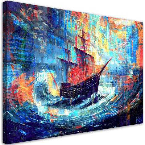 Tableau sur toile Tableau sur toile Bateau en mer 100x70 (1/5)
