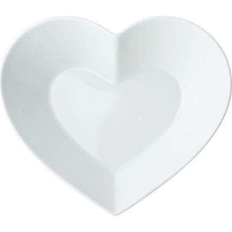Mikasa Chalk Heart Shaped Porcelain Bowl de, große Herzschale für Vorspeisen und Salate, 21cm, weiß Party- und Buffetplatte, spülmaschinenfest und als Geschenk verpackt