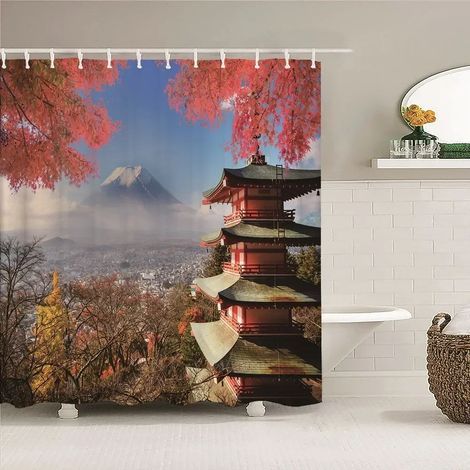 Filiyano-Rideau de douche à motif de forêt, impression 3D, en polyester lavable avec crochets, paravent décoratif pour la maison, L 90 x H 180 cm