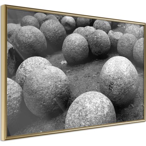 Affiche Murale Encadrée "Stone Spheres" 45 x 30 cm Or