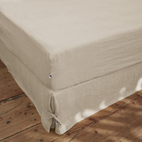 Drap housse "Soline" toutes dimensions Lin lavé l'Effet Papillon - Soline Sable - 90 x 190 cm bonnet de 30 cm - Soline Sable - (1/3)
